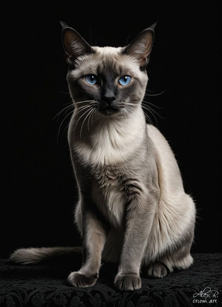 Siamese cat professional photography art style by Alex Reznik