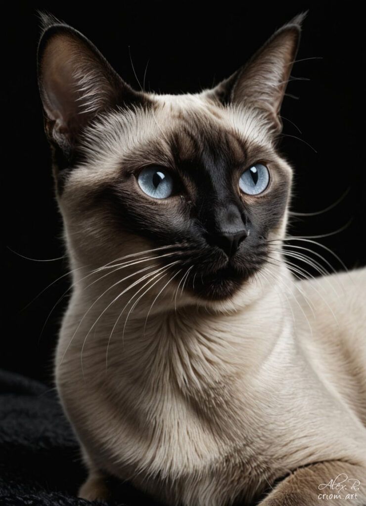 Siamese cat professional photography art style by Alex Reznik