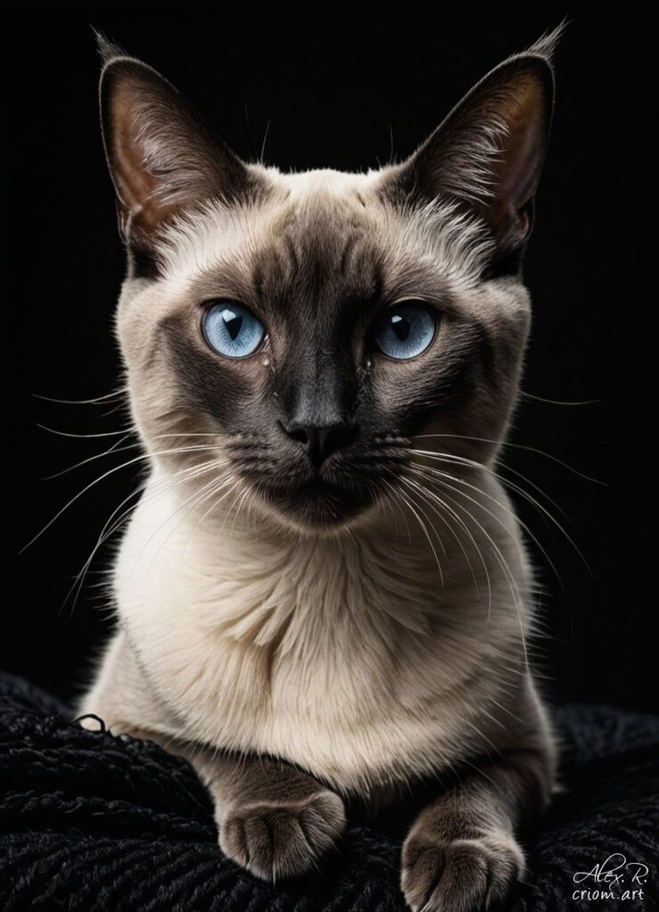 Siamese cat professional photography art style by Alex Reznik