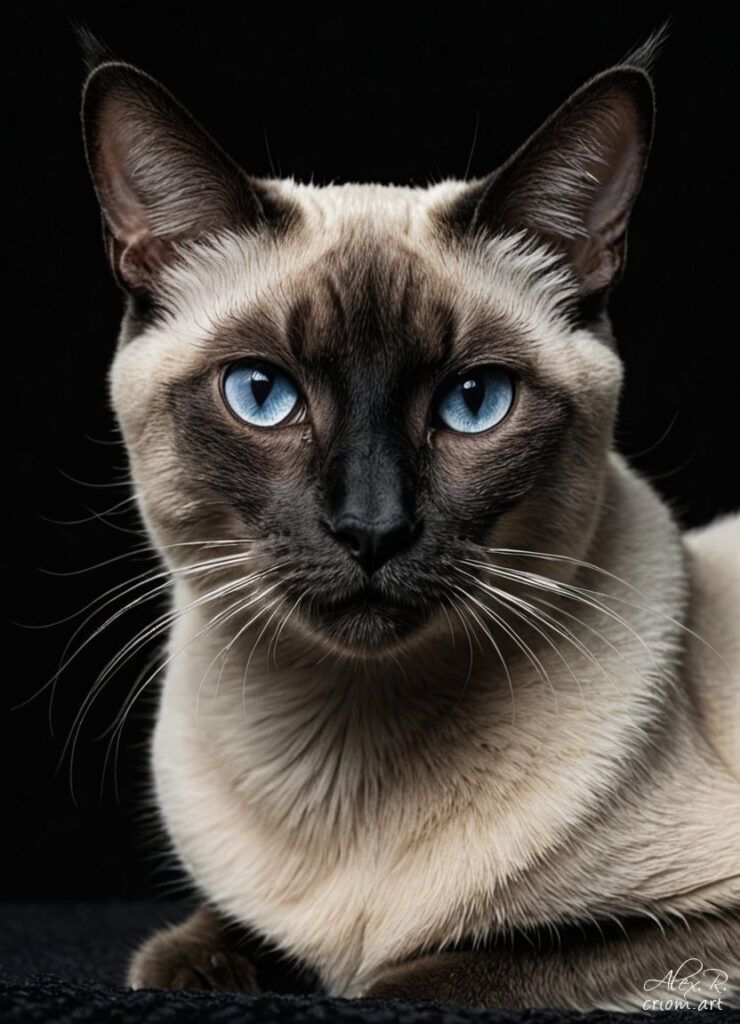 Siamese cat professional photography art style by Alex Reznik