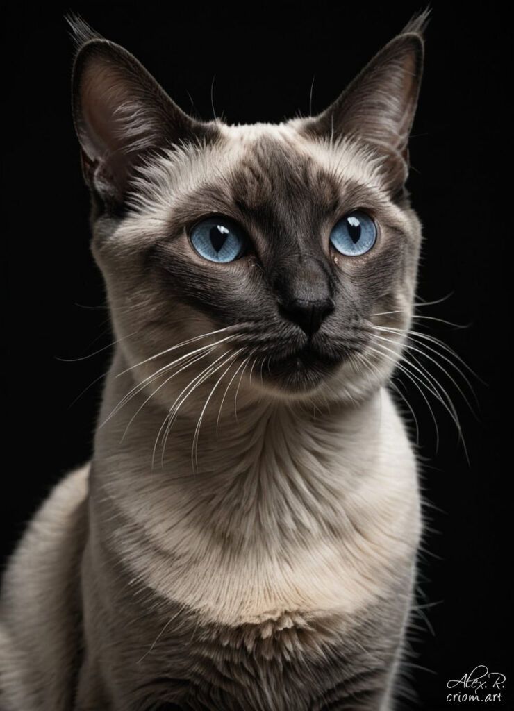 Siamese cat professional photography art style by Alex Reznik