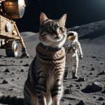 Cats on the moon apollo mission art by Alex Reznik